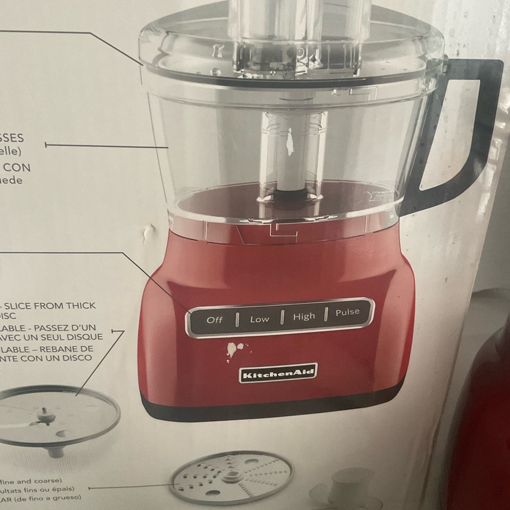 KitchenAid Red Food Processor with Black Handle